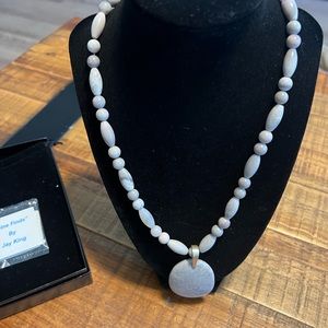 NIB - Mine Finds by Jay King white chalcedony pendant sterling silver necklace